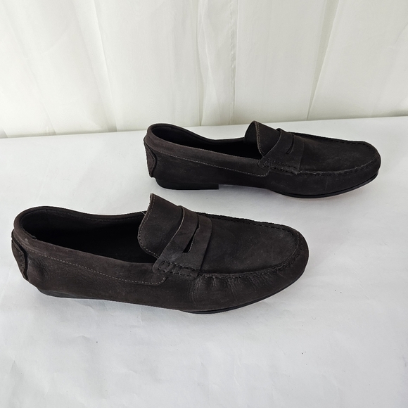 Laurent Effel Chocolate Brown Suede Leather Loafer Driving Shoe Size 44 - Picture 2 of 9